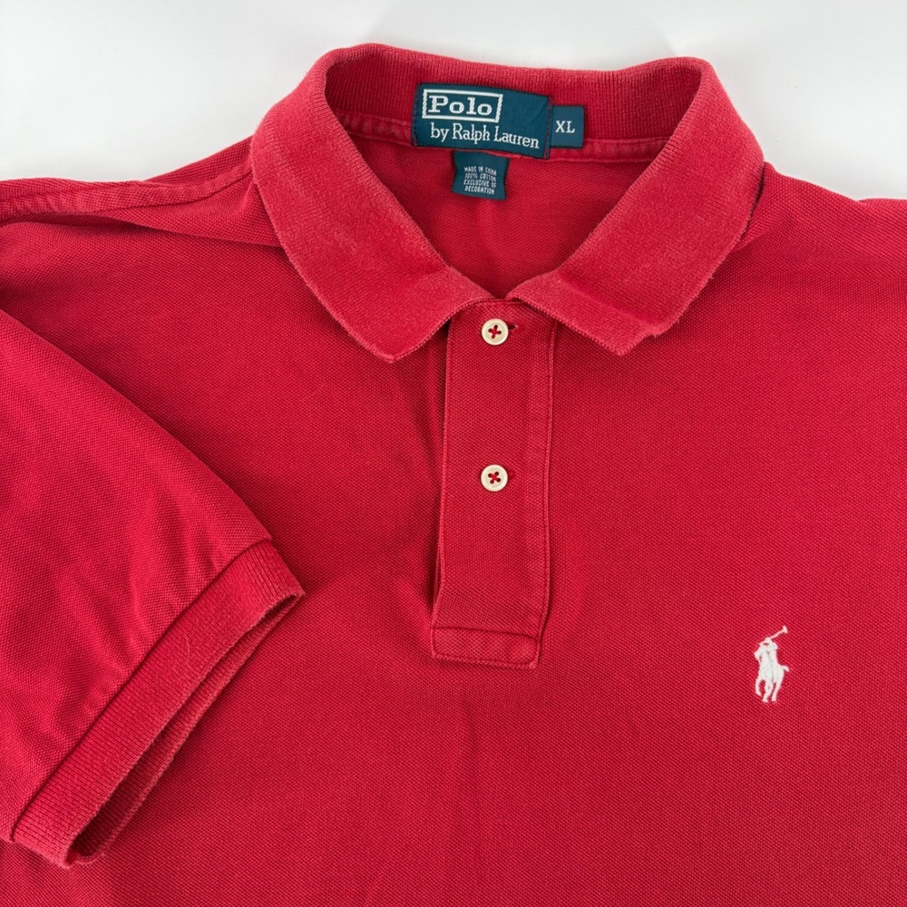 Polo Ralph Lauren Shirt Mens XL Y2K Red Cotton Short Sleeve Pony Logo